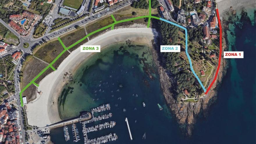 Plano de la actuación, con los tres tramos diferenciados por colores.