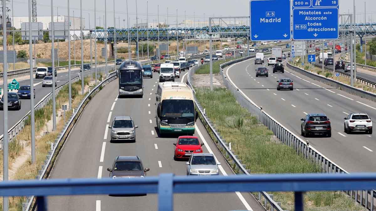 La carretera nacional V en sentido salida de Madrid, el 1 de julio