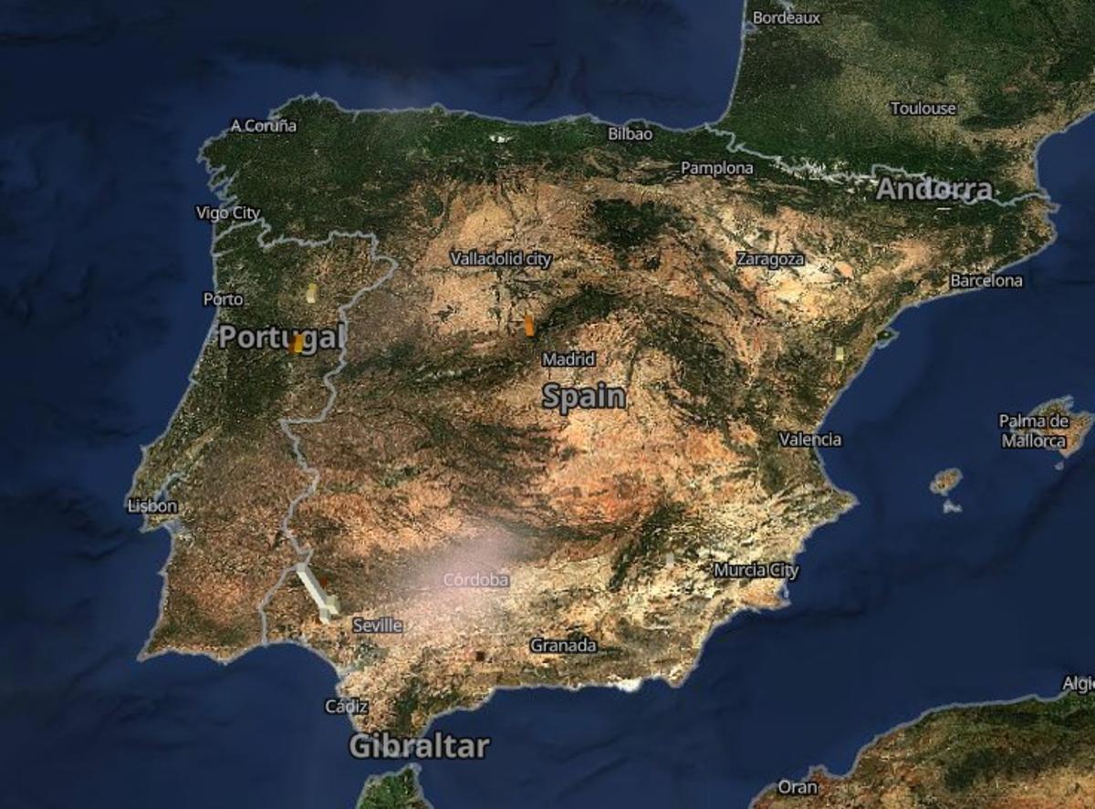Imagen del satélite Copernicus correspondiente a la tarde del 9 de agosto