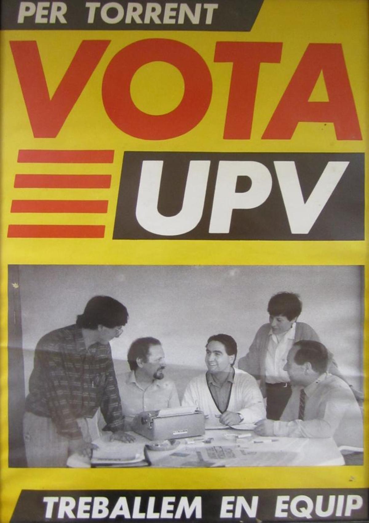 Cartel electoral de la UPV de 1987 en Torrent.