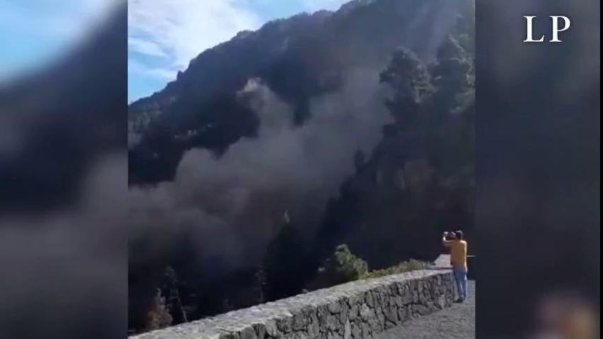 Desprendimiento en La Caldera de Taburiente desde el mirador de La Cancelita