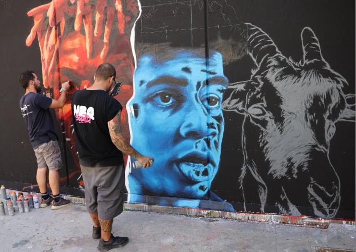 El mural más culé de Lamine Yamal y Nico Williams en Barcelona