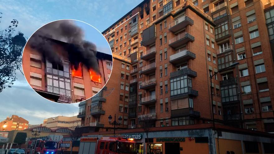 VÍDEO: Alarma en el centro de Oviedo por un incendio en una vivienda