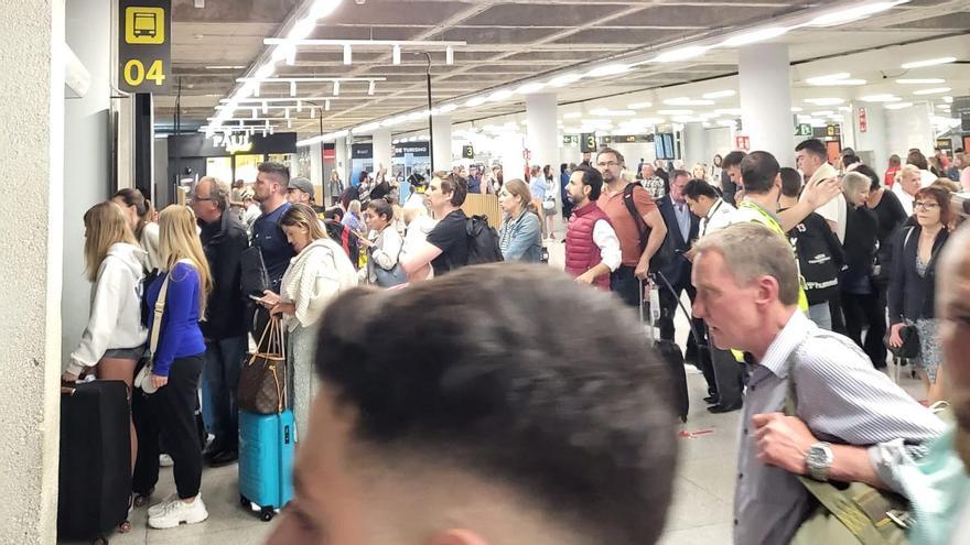 Largas colas para coger un taxi en el aeropuerto