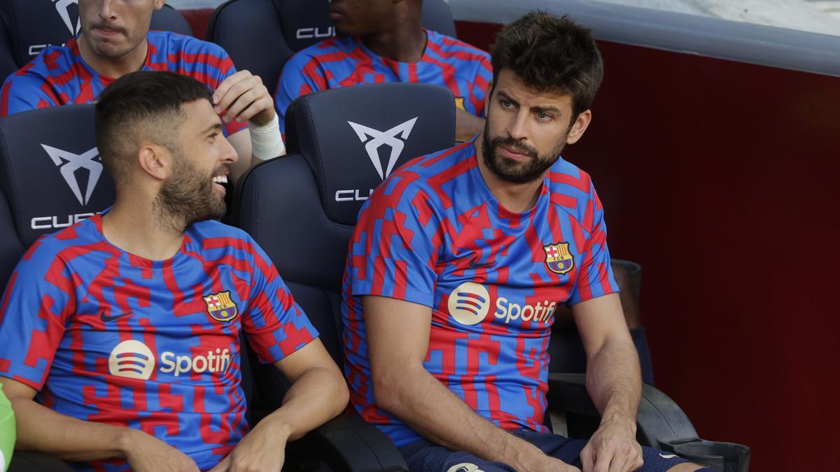 Jordi Alba y Gerard Piqué fueron suplentes en el Barça-Valladolid del pasado domingo en el Camp Nou