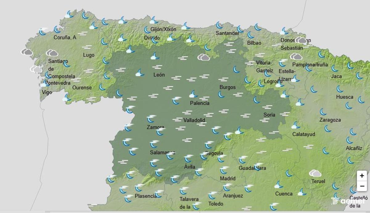 Previsión para la noche del sábado al domingo en Castilla y León