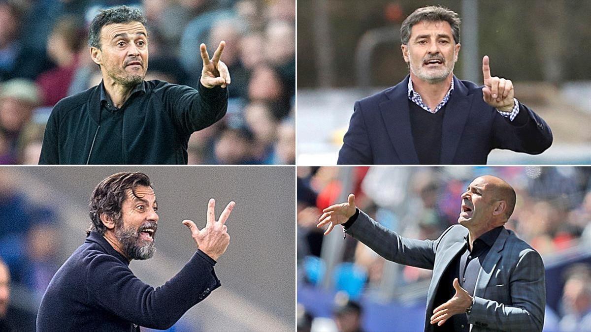 Luis Enrique, Michel, Quique Sánchez Flores y Jémez.