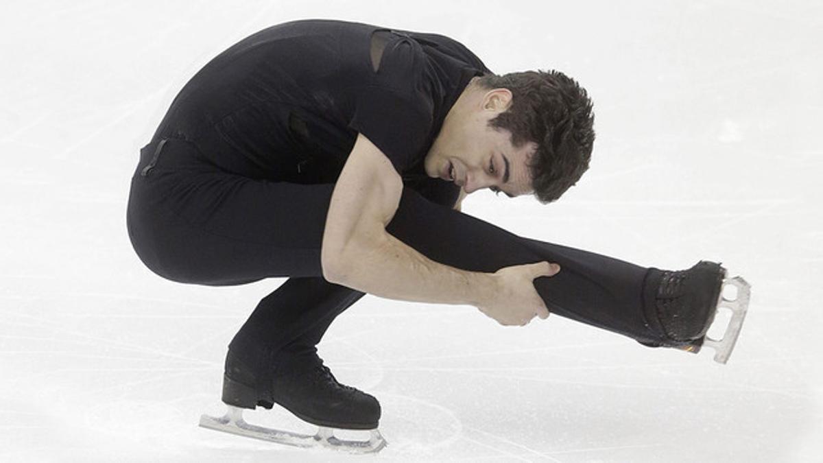 El patinador Javier Fernández, en un momento del programa corto, durante el Mundial de Shanghái