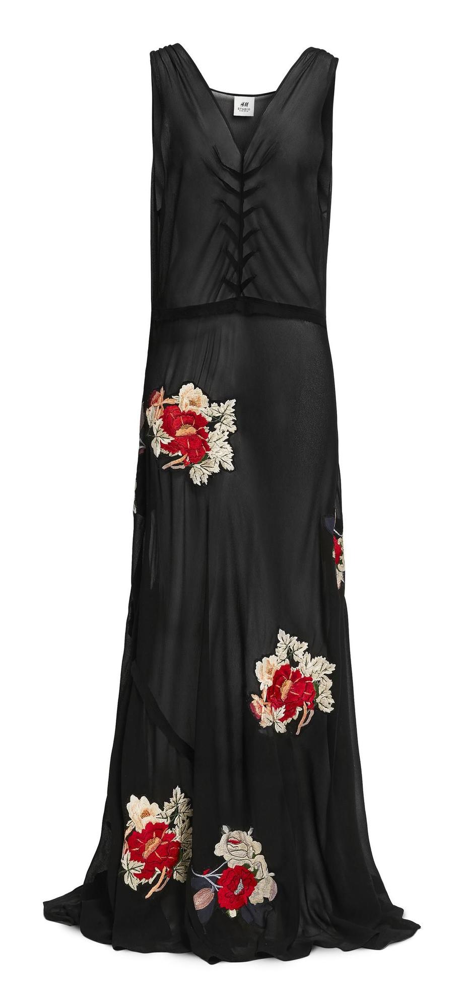H&amp;M Studio: Vestido negro de flores