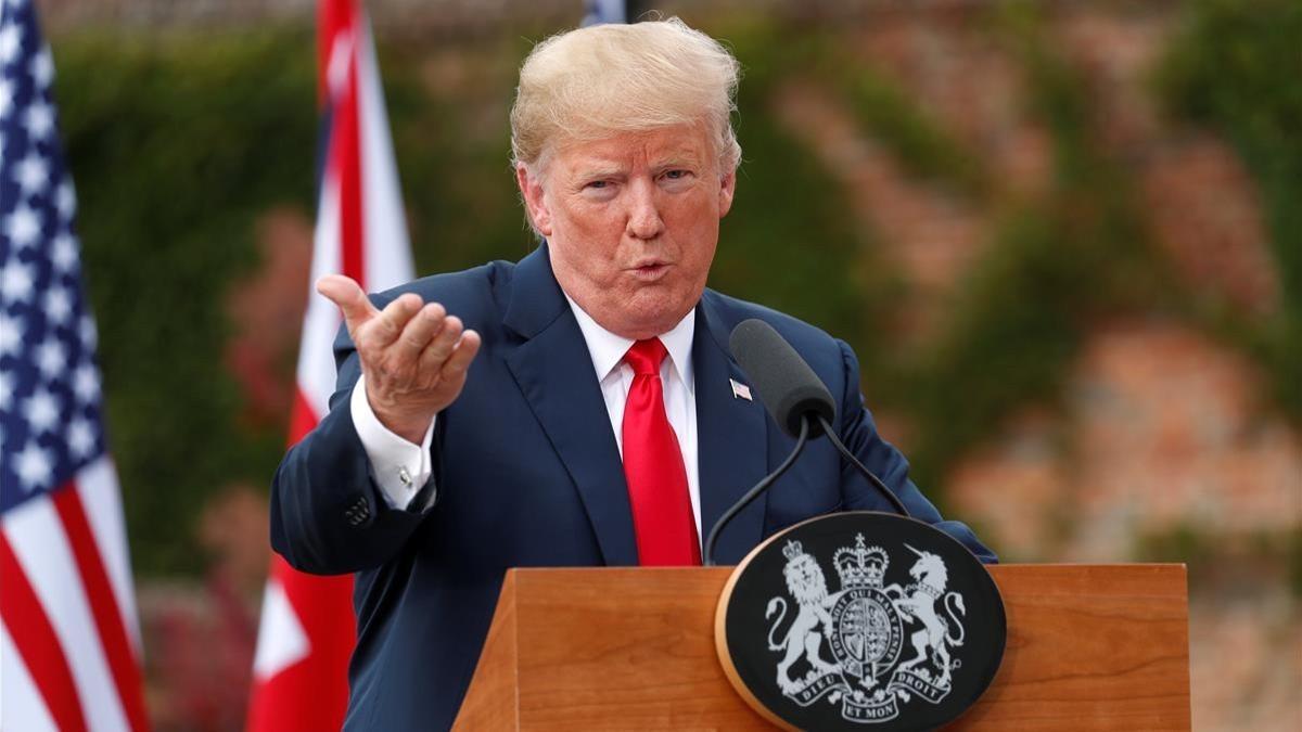 Donald Trump, en una conferencia de prensa en su visita reciente a Londres.