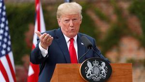Donald Trump, en una conferencia de prensa en su visita reciente a Londres.