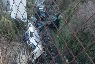 Descarrila un tren de mercancías en Lalín