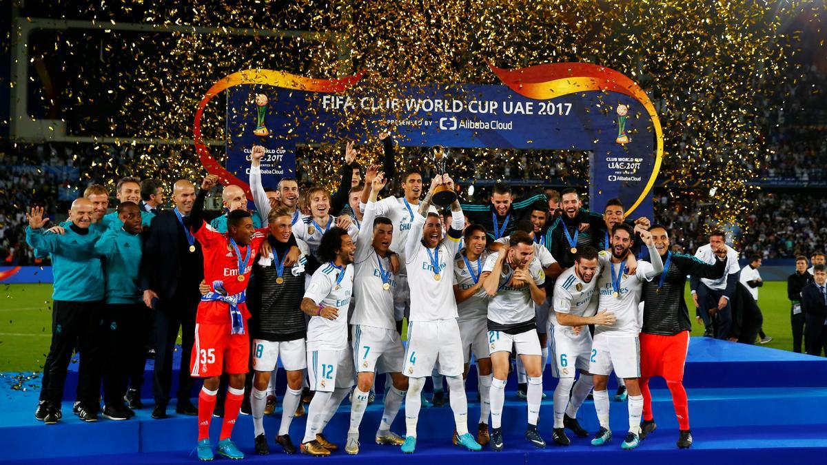 El Real Madrid celebra el Mundial de Clubes de 2017.