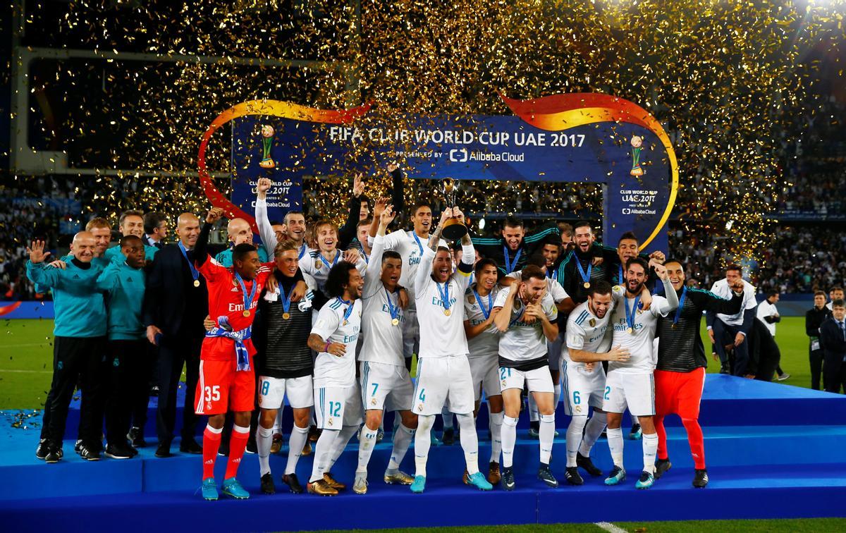 El Real Madrid celebra el Mundial de Clubes de 2017.