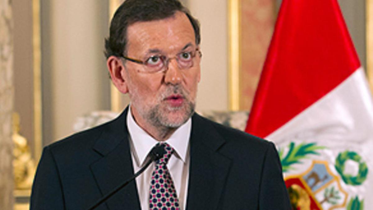 Mariano Rajoy, durante su comparecencia ante la prensa en Lima.