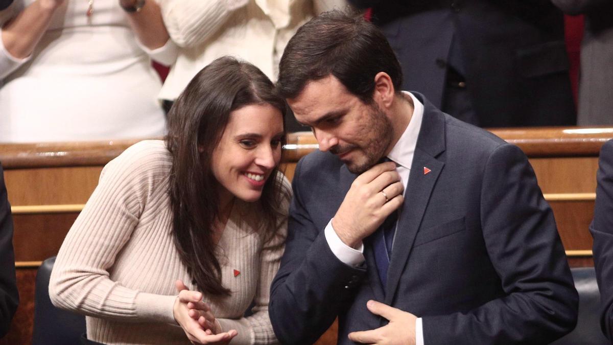 Irene Montero y Alberto Garzón, en una imagen de archivo en el Congreso.