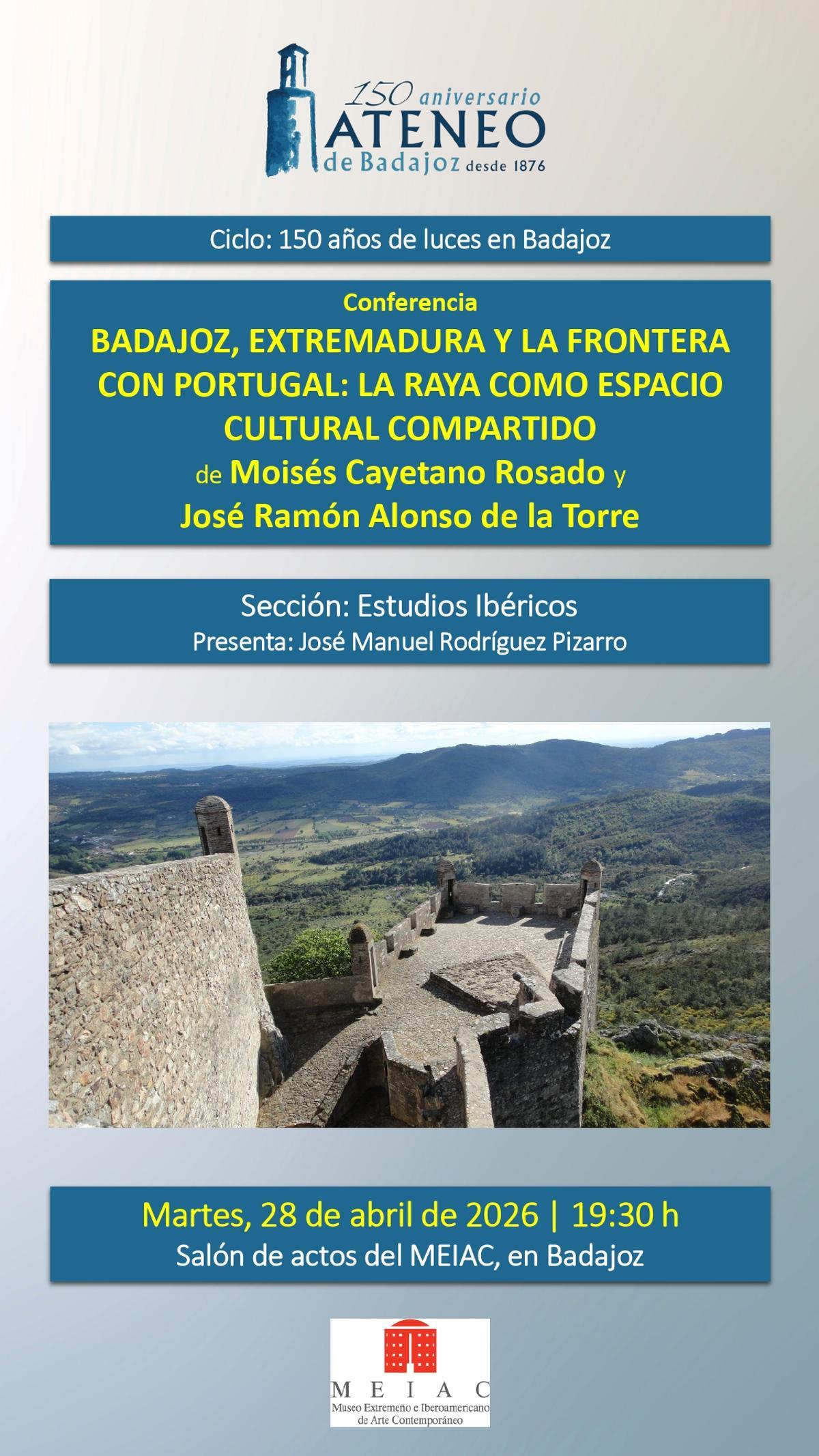 Cartel de la primera conferencia del ciclo '150 años de luces en Badajoz'.