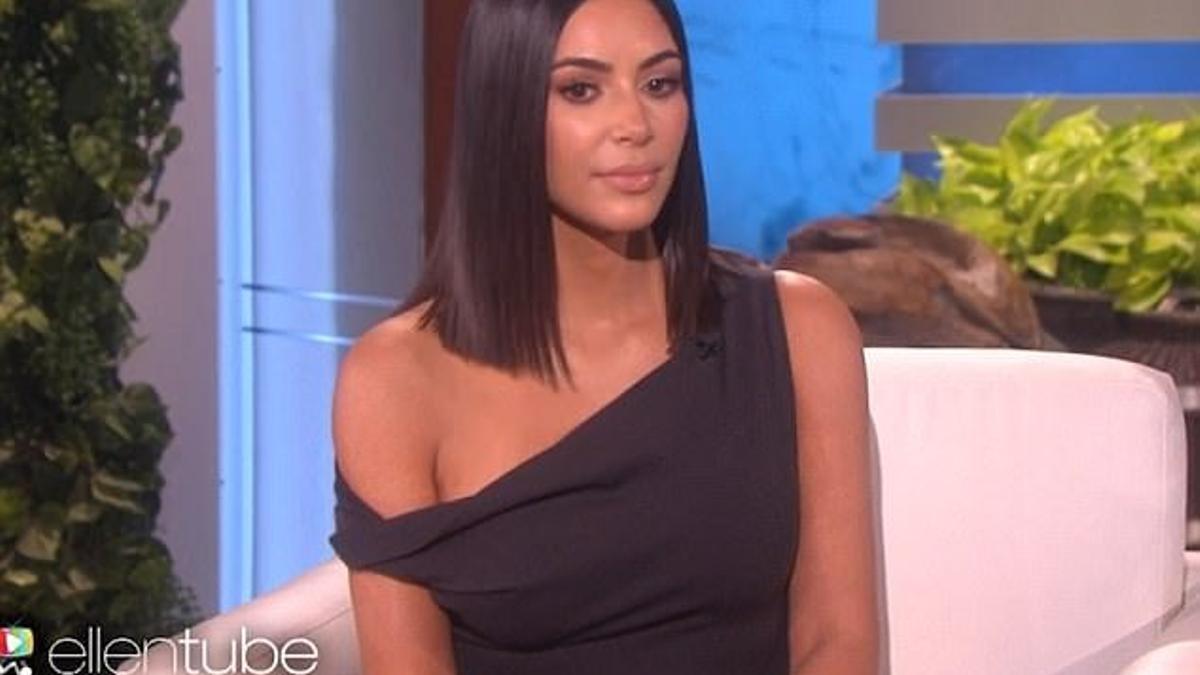 Kim Kardashian emocionada en una entrevista concedida a Ellen