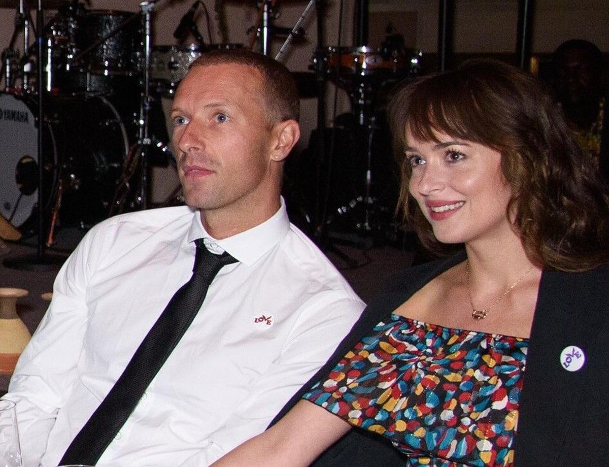 Chris Martin and Dakota Johnson Attend "Place for Peace" Event (Whitaker Peace &amp;amp; Development Initiative ) During the event, there was an auction where a Star Trooper Type Helmet was auctioned off and won by attendee at their table. Today is Chris Martin's ex-Gwyneth Paltrow's birthday. Gotham Hall, NY. 27 Sep 2019,Image: 473916629, License: Rights-managed, Restrictions: World Rights, Model Release: no