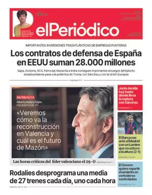 La portada de EL PERIÓDICO del 27 de octubre de 2025