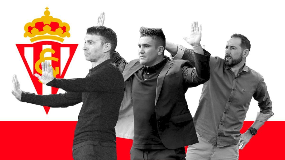Asier Garitano, Xisco Muñoz y Pablo Machín, la terna que baraja el Sporting para su banquillo.