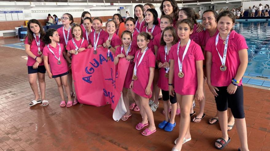 El Aguamarina de natación sincronizada de Culleredo, campeón gallego de benjamín y prealevín