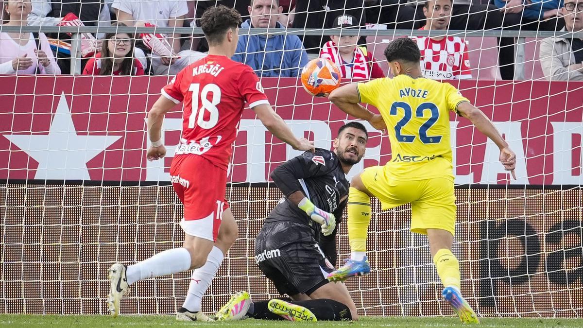 Ayoze golpea el balón con su brazo izquierdo y el árbitro anula el gol del Villarreal al Girona en Montilivi.