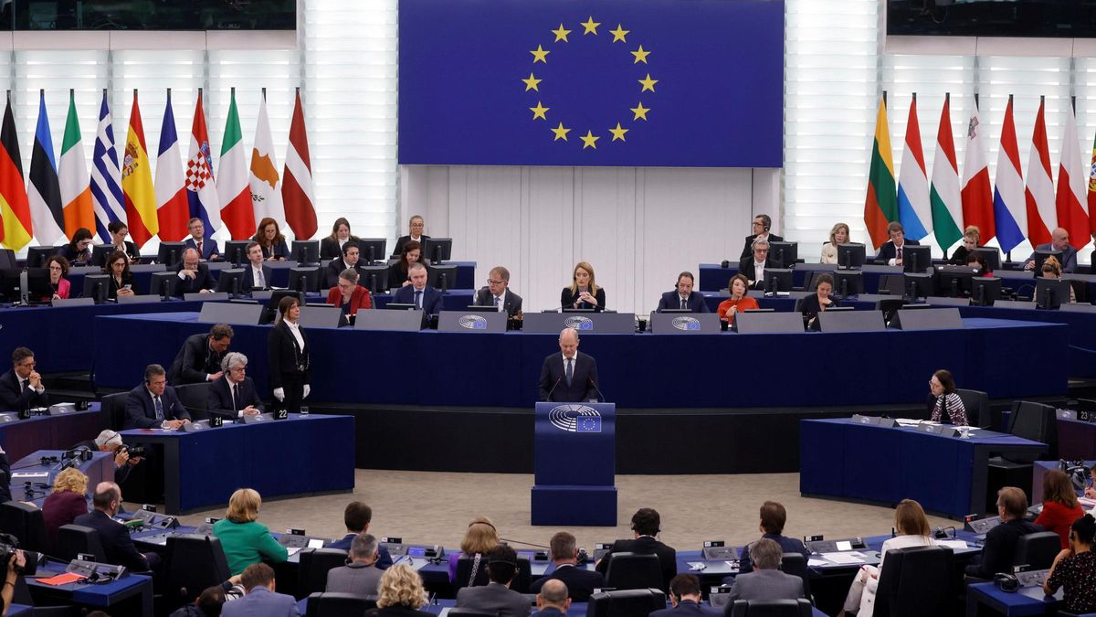 Olaf Scholz en el Parlamento Europeo.