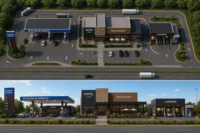 Nueva área de servicio en Valverde de Leganés: estación de carburante, hotel-restaurante y lavadero de vehículos