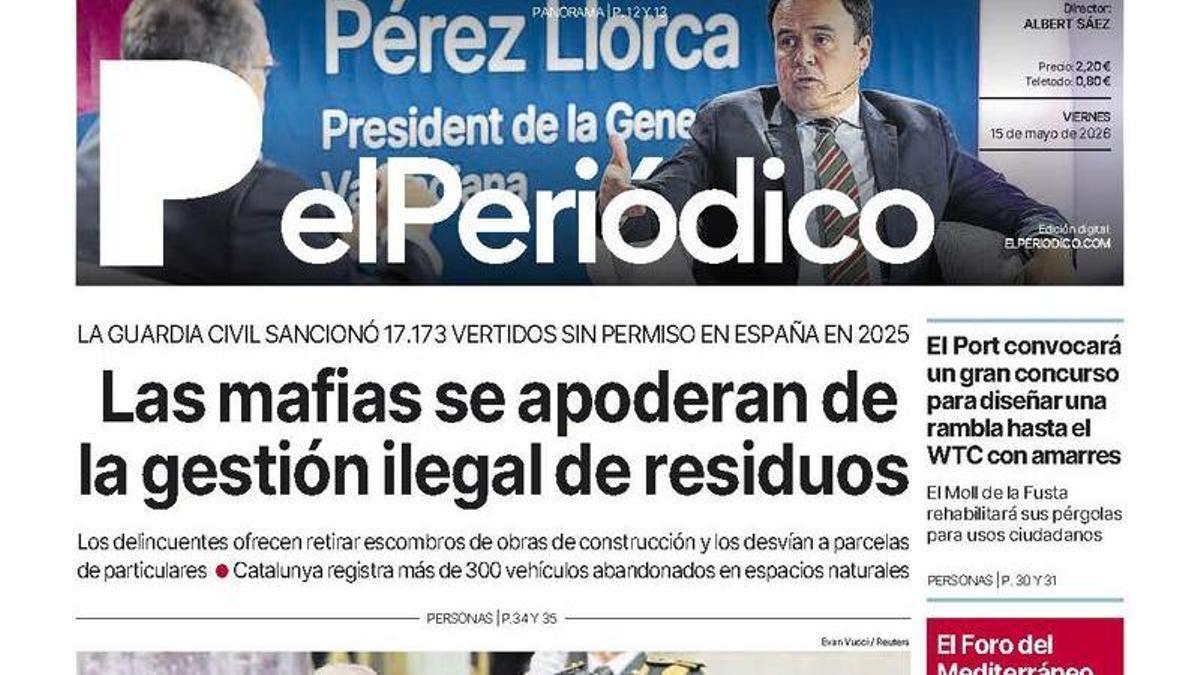 La portada de EL PERIÓDICO del 15 de mayo de 2026