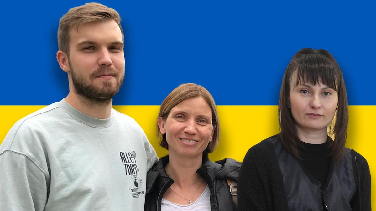 Desde la izquierda, Leonid junto a su madre Natalia y Natalia Stefanska
