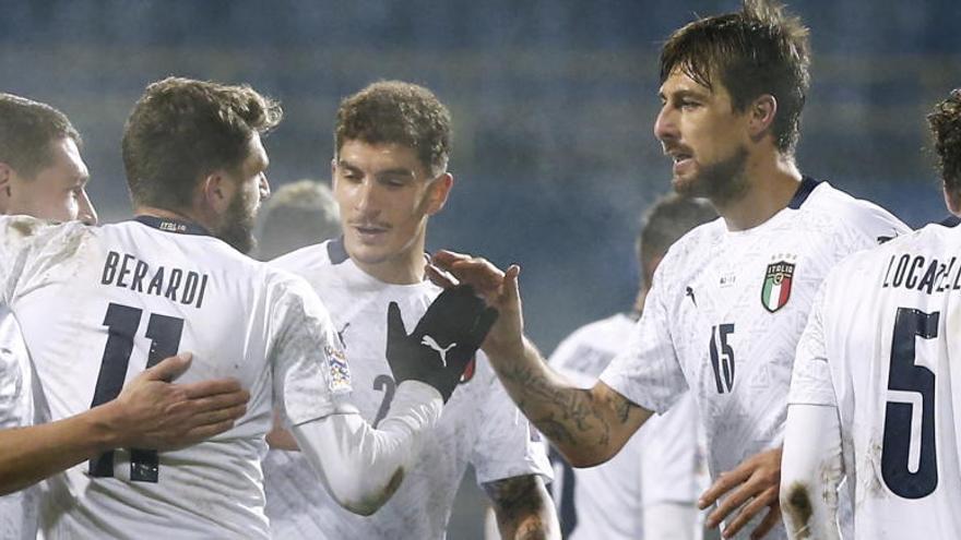 Los jugadores de Italia celebran un gol ante Bosnia-Herzegovina.