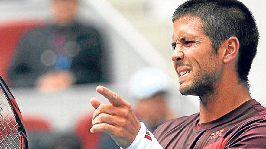 Verdasco celebra un punto sobre Cipolla durante su partido de ayer.