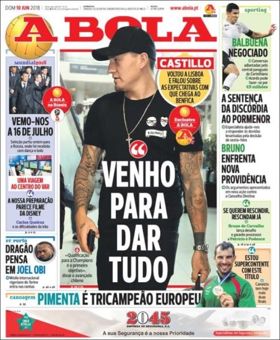 Portada A BOLA domingo 10 de junio 2018