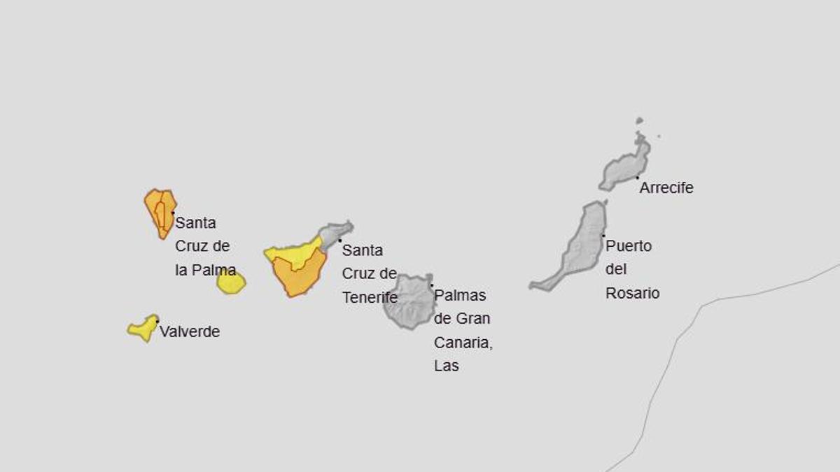 Avisos amarillos este miércoles en Canarias