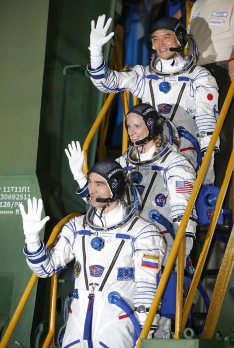 Los tripulantes de la nave Soyuz.