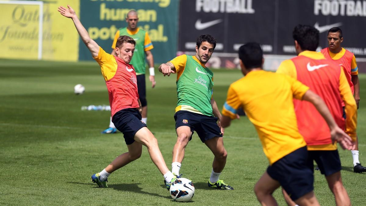 Ivan Balliu durante un entrenamiento del primer equipo del Barça