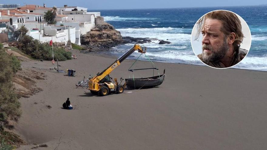 El rodaje de Russell Crowe en Gran Canaria deja una escena que confundió a los vecinos en Playa del Hombre