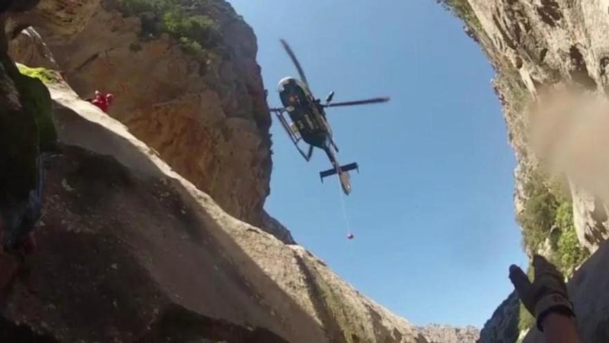 Rescatan en helicóptero a una excursionista herida en el Torrent de Pareis