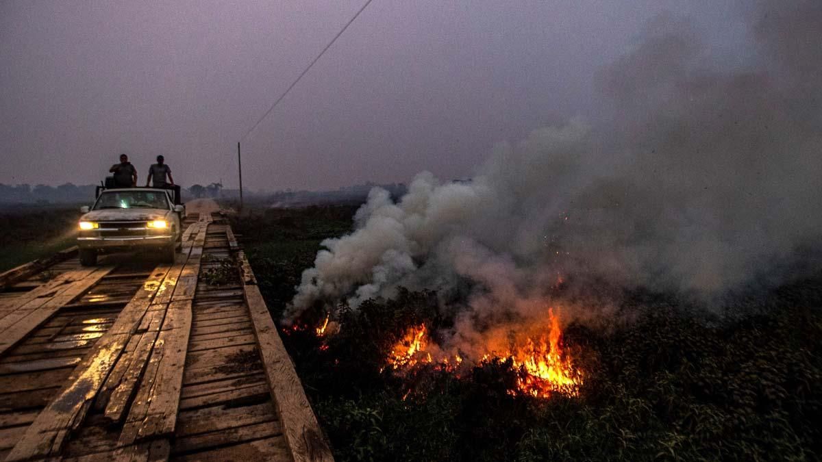 El Pantanal, entre Brasil, Bolivia y Paraguay, bate su récord de incendios en septiembre.