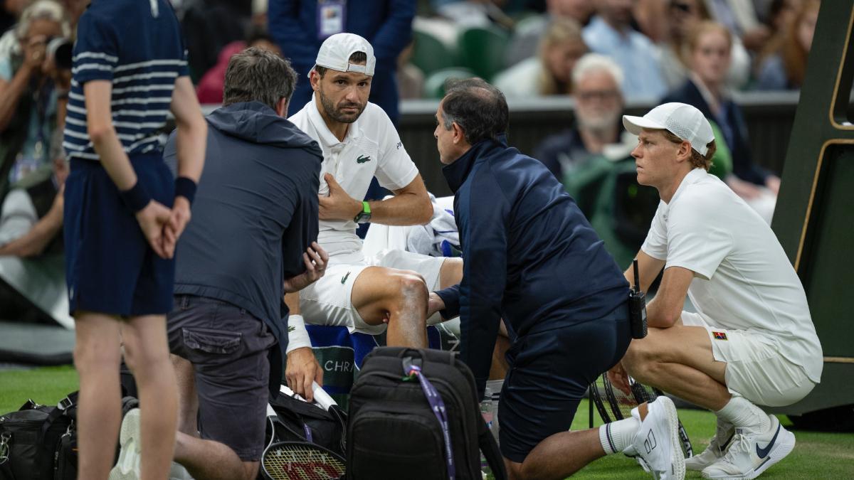 Dimitrov y Sinner en el partido de Wimbledon ayer