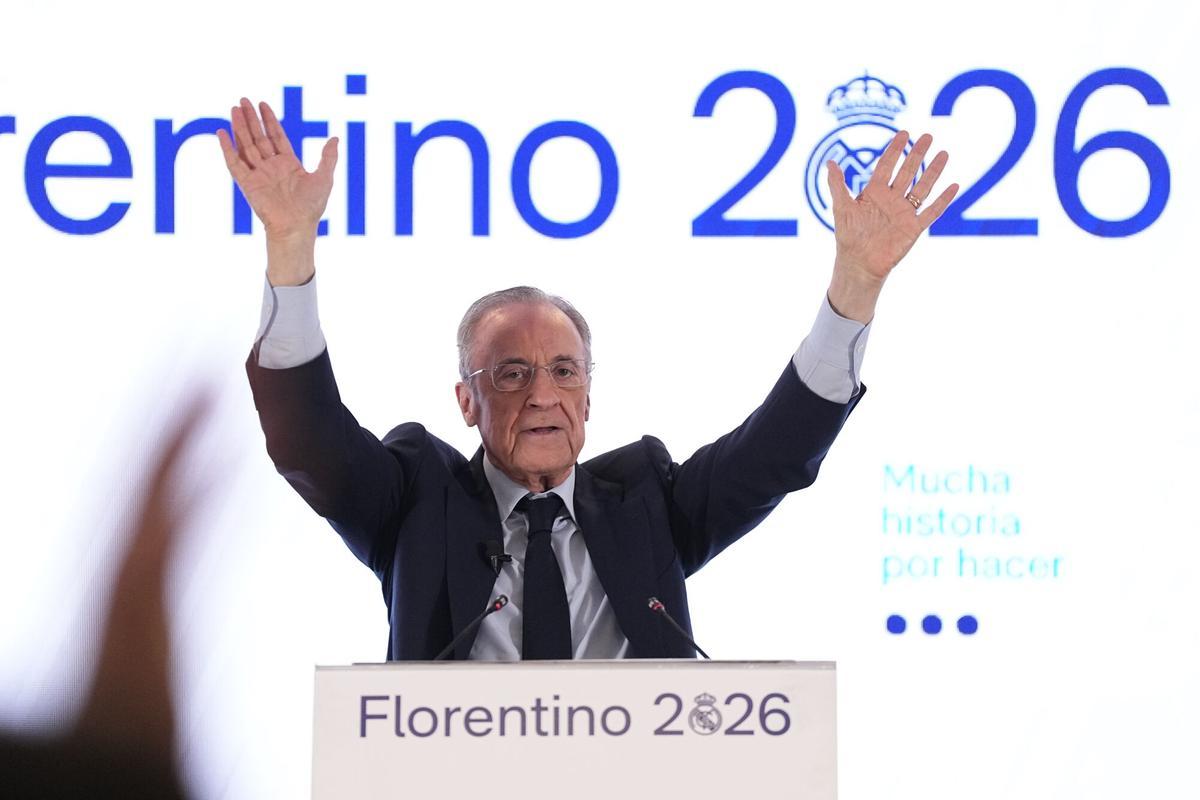 Florentino Pérez, celebrando el triunfo en las últimas elecciones del Real Madrid.