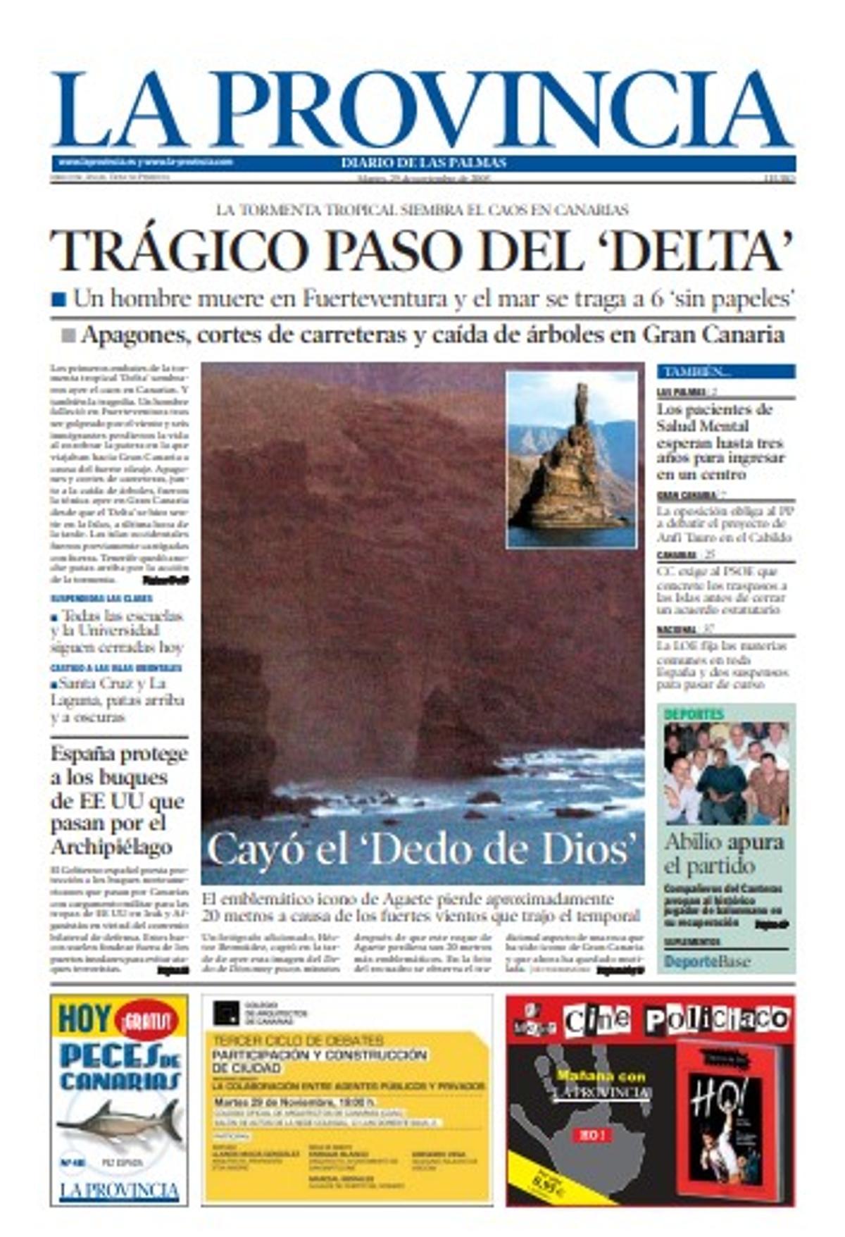 portada del 29 11 2005 de La Provincia.