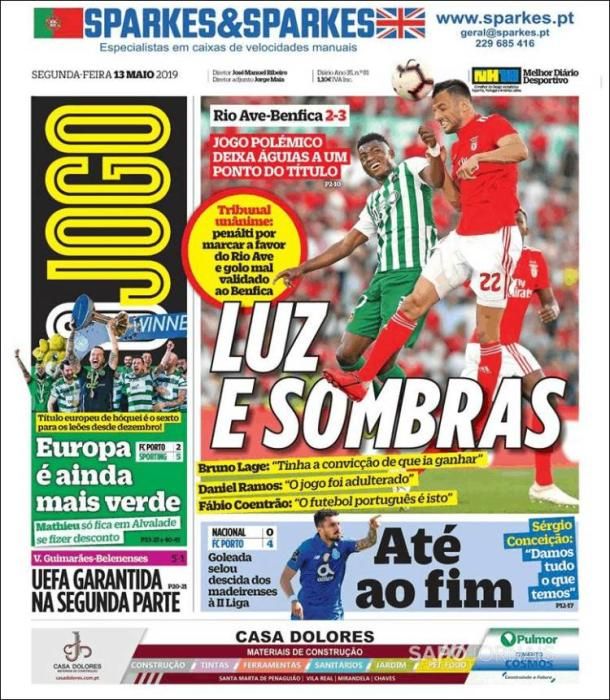 Portada O JOGO lunes 13 de mayo de 2019