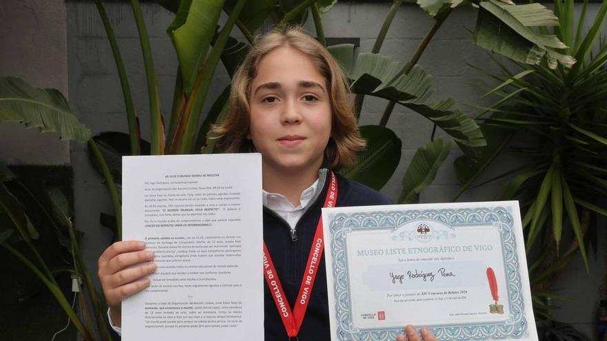 Yago Rodríguez, el niño de 13 años que ganó un concurso literario en Vigo por su alegato contra el bullying