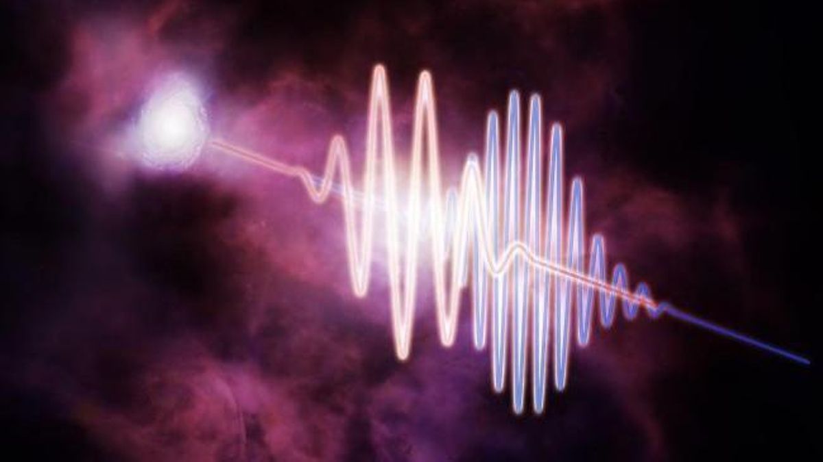 Recreación artística de un pulso de ondas de radio que ha servido para localizar la materia perdida del universo.