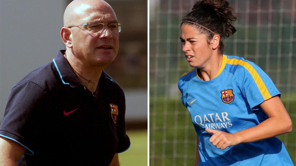 Xavi Llorens y Marta Torrejón, entrenador y jugadora del FC Barcelona femenino