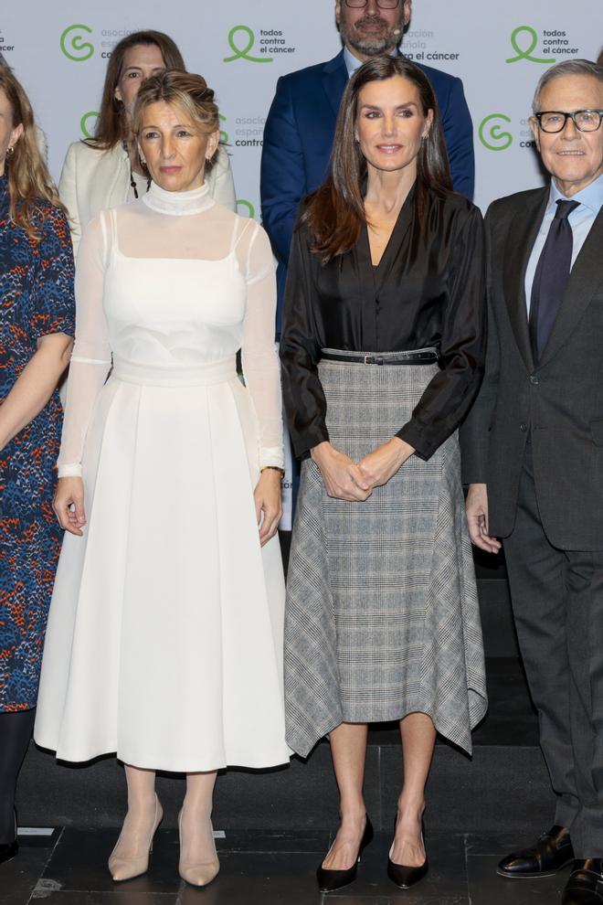 Yolanda Díaz y la reina Letizia coinciden en el acto del Día Mundial contra el Cáncer