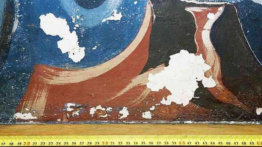 El estudio refleja que hay zonas del mural con grandes escamaciones de la película pictórica y un desprendimiento del soporte, con &quot;riesgo inminente de pérdida total&quot;.