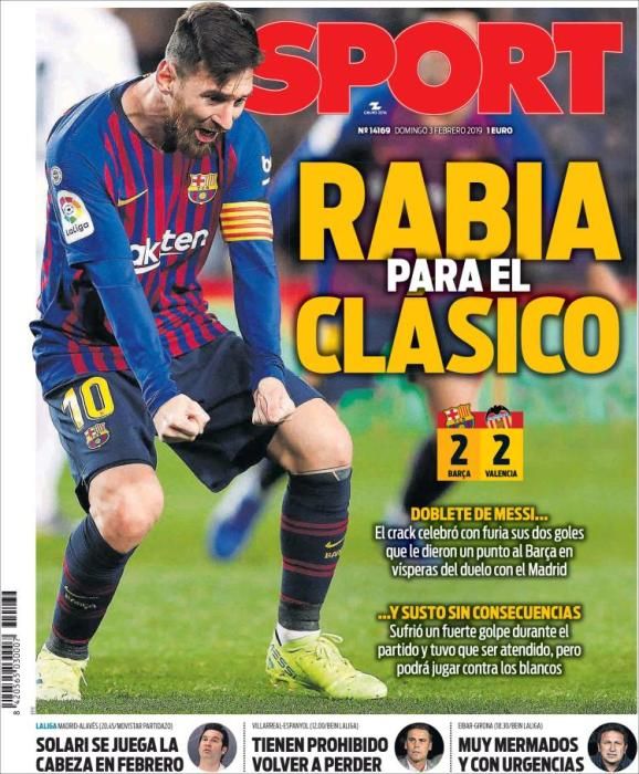 Portada SPORT domingo 3 febrero 2019